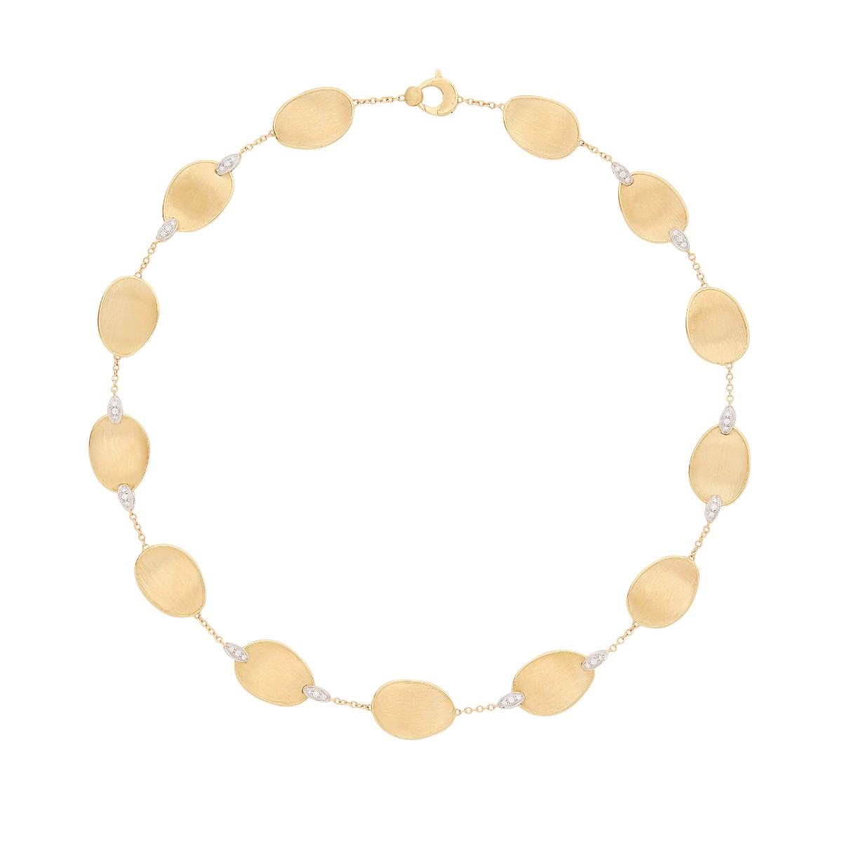 Marco Bicego Lunaria Diamond & Yellow Gold Leaf Necklace, 17