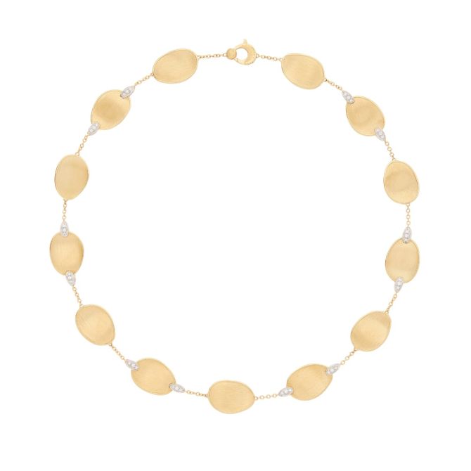 Marco Bicego Lunaria Diamond & Yellow Gold Leaf Necklace, 17"