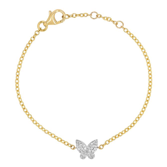 Phillips House Symphony Diamond Pavé Butterfly Bracelet in Yellow Gold
