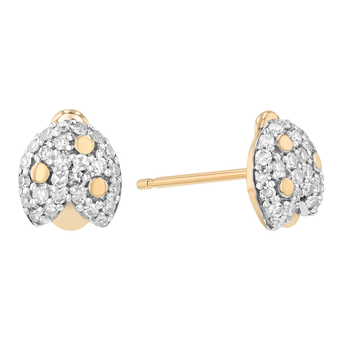 Phillips House Diamond Pavé Ladybug Stud Earrings in Yellow Gold