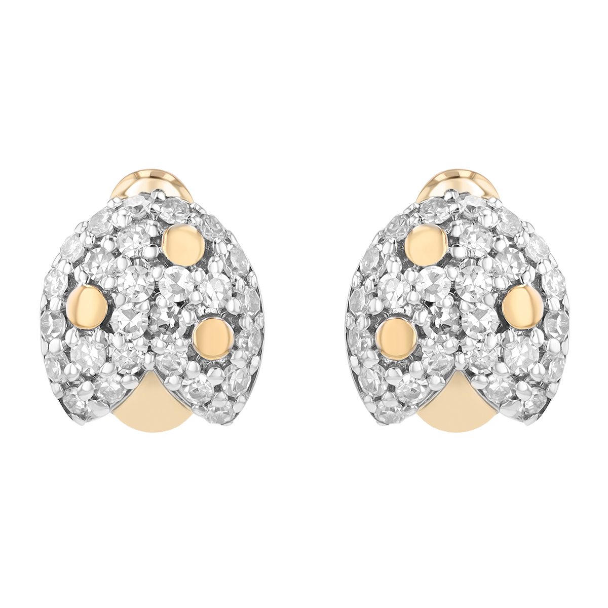Phillips House Diamond Pavé Ladybug Stud Earrings in Yellow Gold
