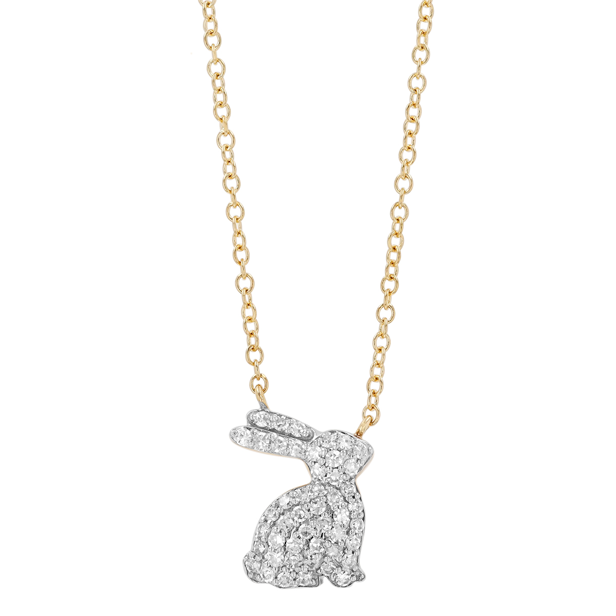 Phillips House Symphony Diamond Pavé Rabbit Pendant in Yellow Gold