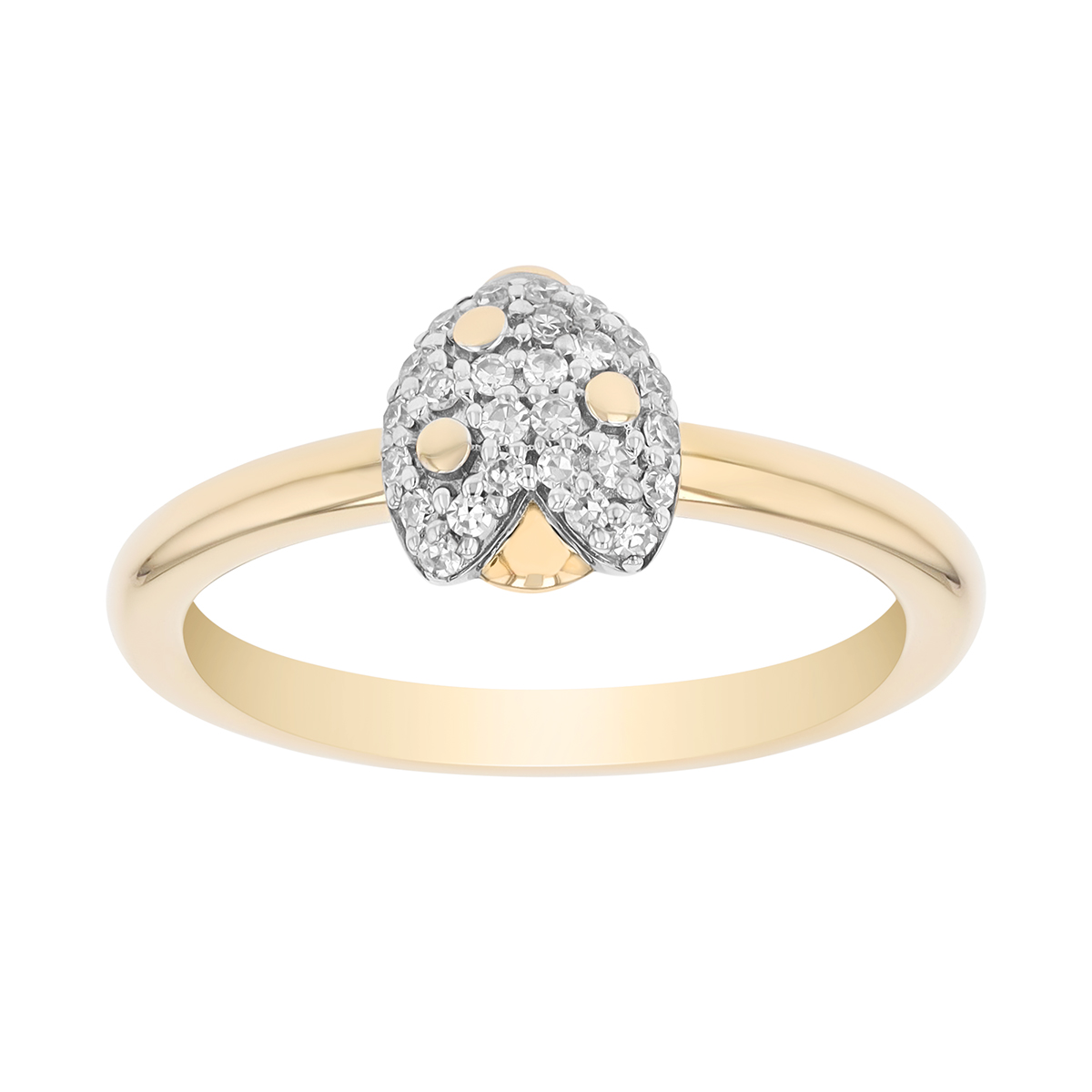 Phillips House Diamond Pavé Ladybug Ring in Yellow Gold, Size 6