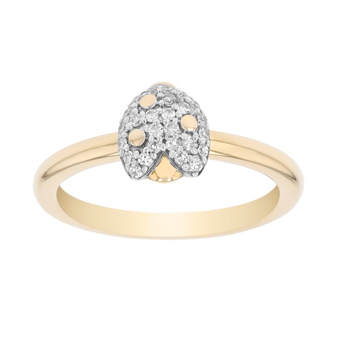 Phillips House Diamond Pavé Ladybug Ring in Yellow Gold, Size 6