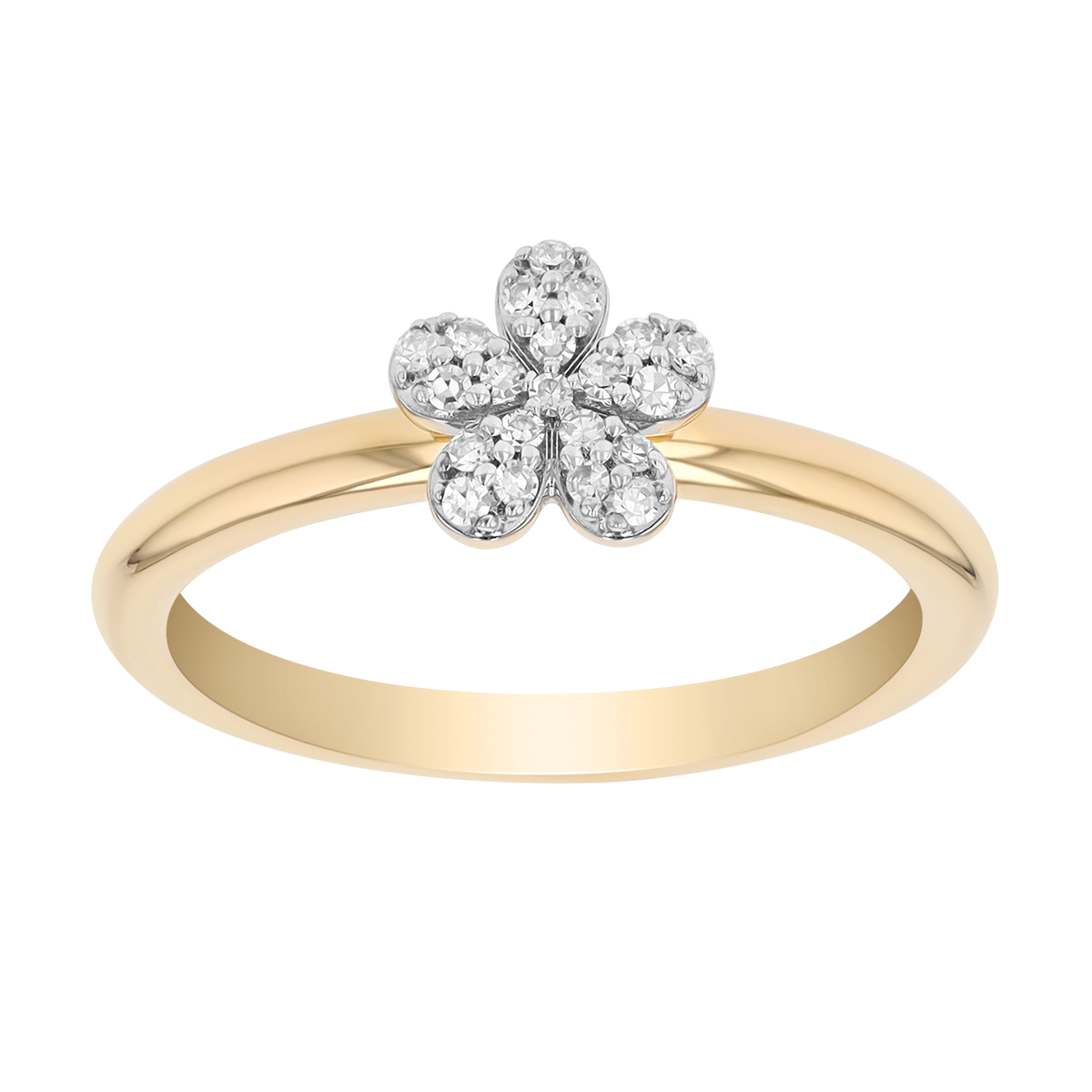 Phillips House Diamond Pavé Flower Ring in Yellow Gold, Size 6