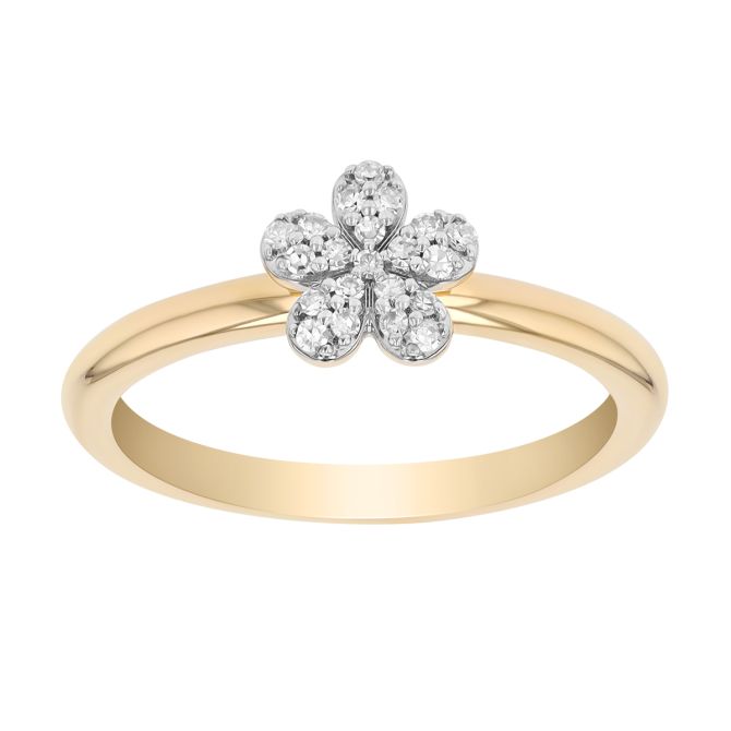 Phillips House Diamond Pavé Flower Ring in Yellow Gold, Size 6