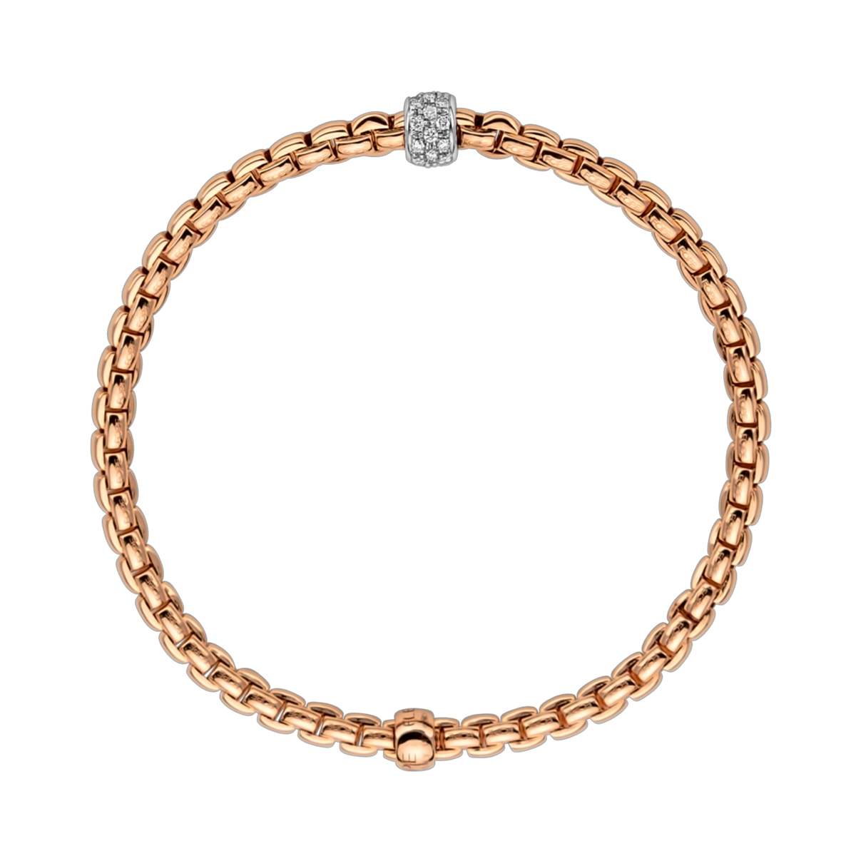 FOPE Eka Flex'It Rose & White Gold Bracelet with Diamond Pavé Rondel, 5.91