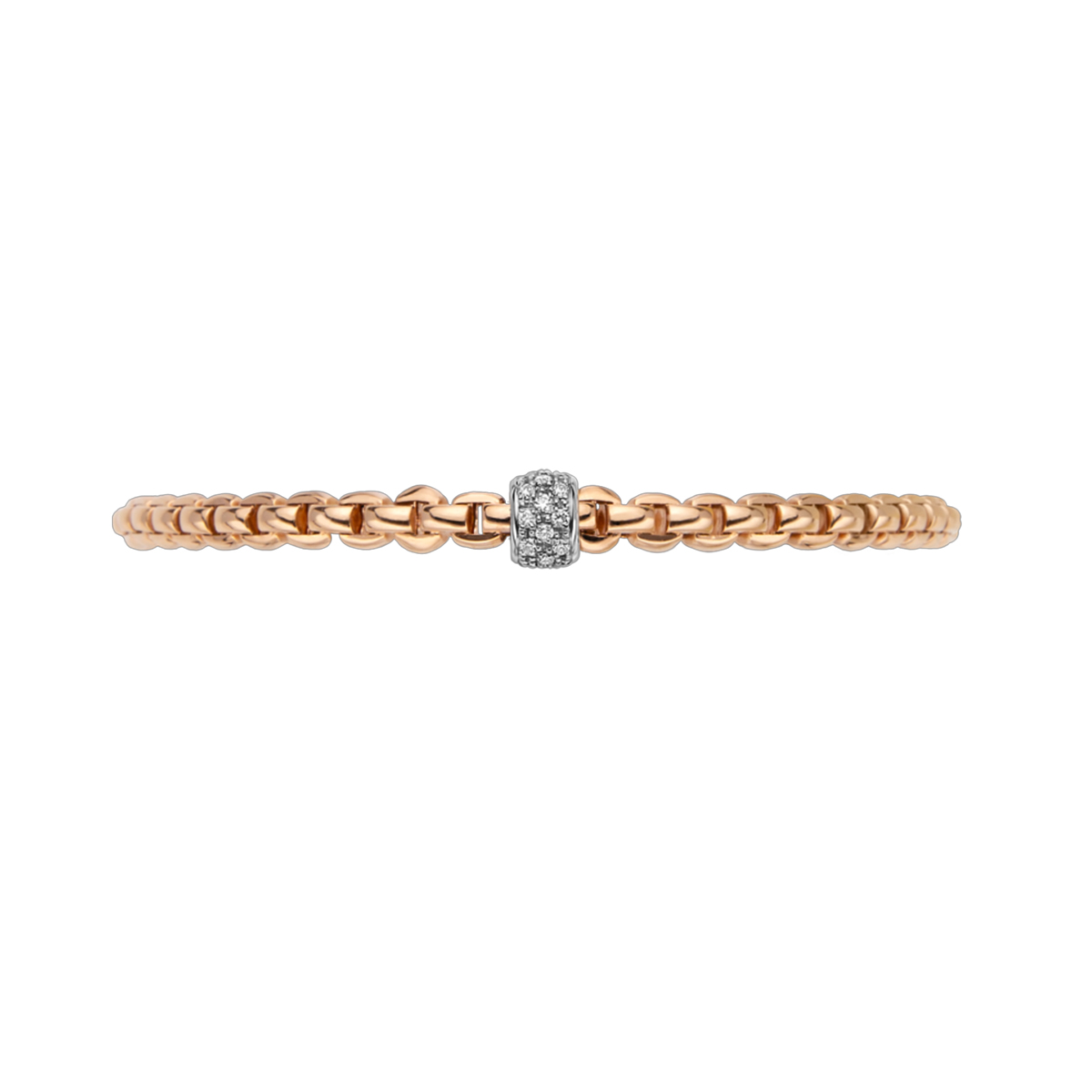FOPE Eka Flex'It Rose & White Gold Bracelet with Diamond Pavé Rondel, 5.91