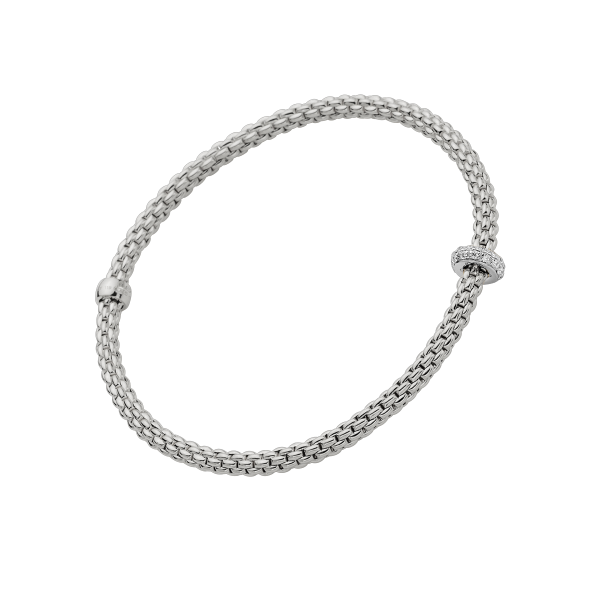 FOPE Prima Flex'It White Gold Bracelet with Diamond Pavé Rondel, 6.3