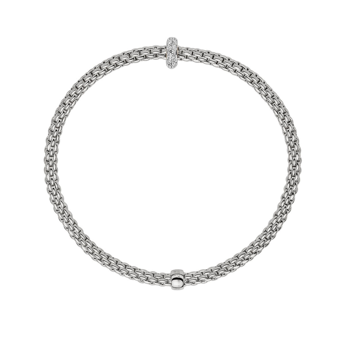 FOPE Prima Flex'It White Gold Bracelet with Diamond Pavé Rondel, 6.3