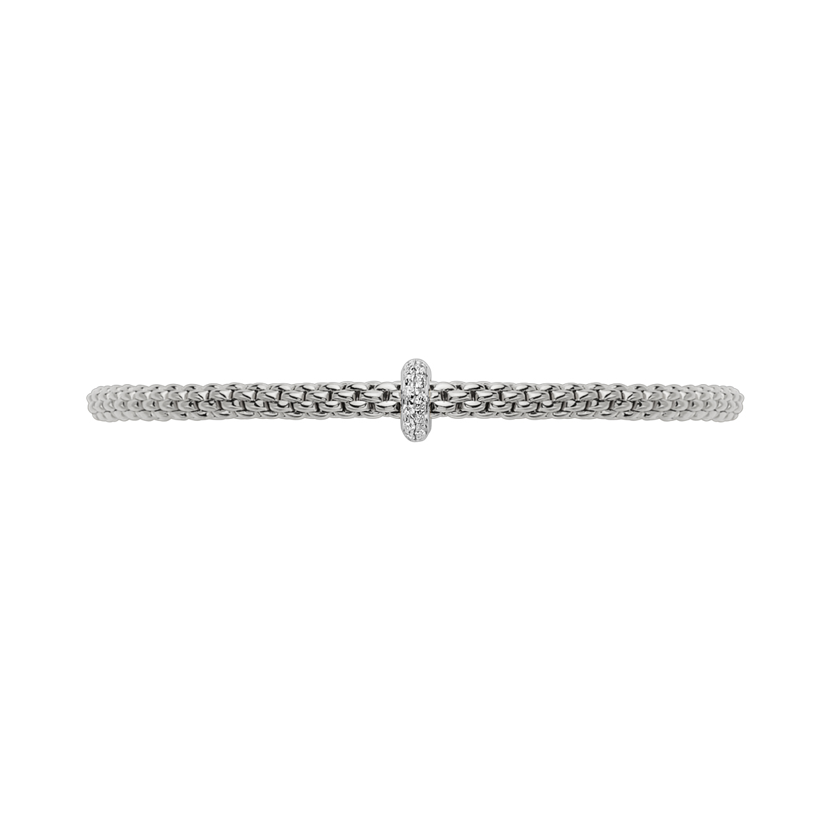 FOPE Prima Flex'It White Gold Bracelet with Diamond Pavé Rondel, 6.3
