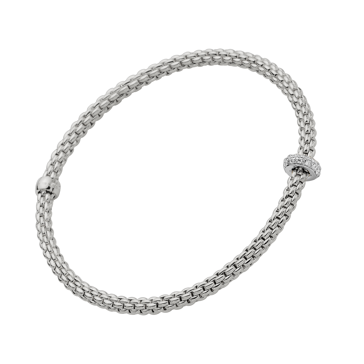 FOPE Prima Flex'It White Gold Bracelet with Diamond Pavé Rondel, 5.91