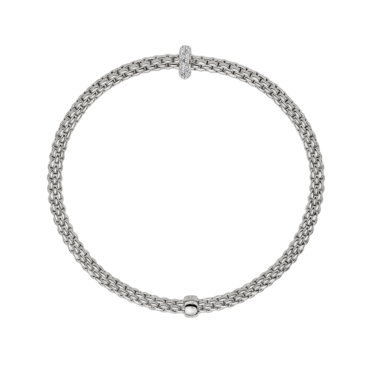 FOPE Prima Flex'It White Gold Bracelet with Diamond Pavé Rondel, 5.91