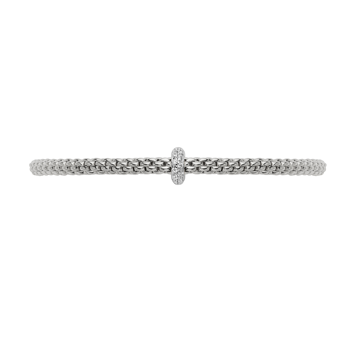 FOPE Prima Flex'It White Gold Bracelet with Diamond Pavé Rondel, 5.91