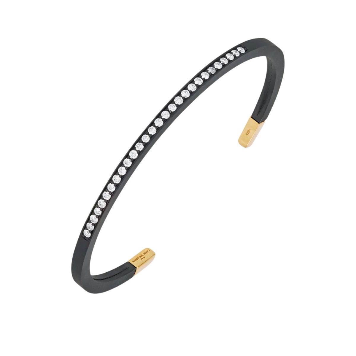 Marco Dal Maso Eclipse Lab-Grown Diamond Line Cuff Bracelet in Black Titanium & Yellow Gold