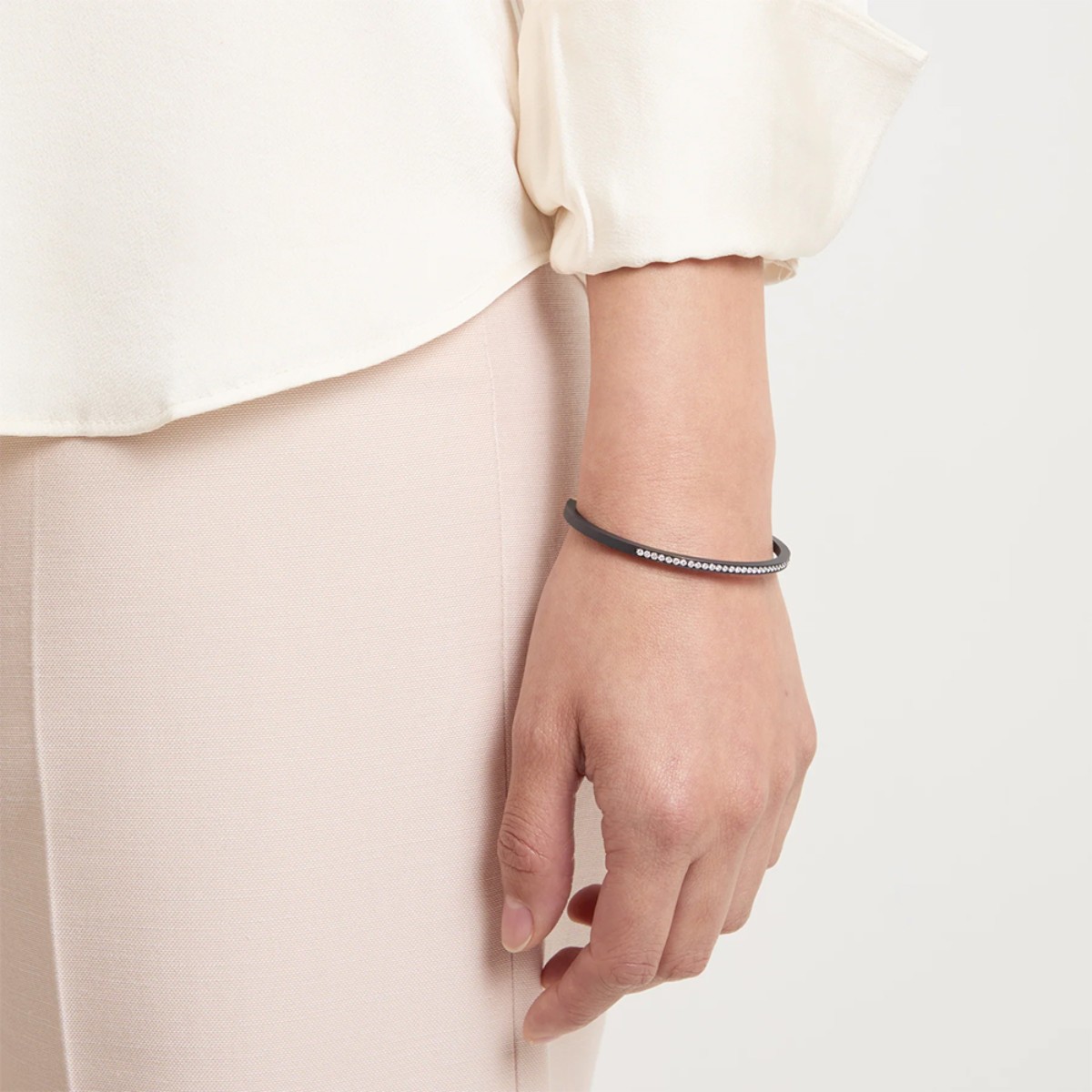 Marco Dal Maso Eclipse Lab-Grown Diamond Line Cuff Bracelet in Black Titanium & Yellow Gold