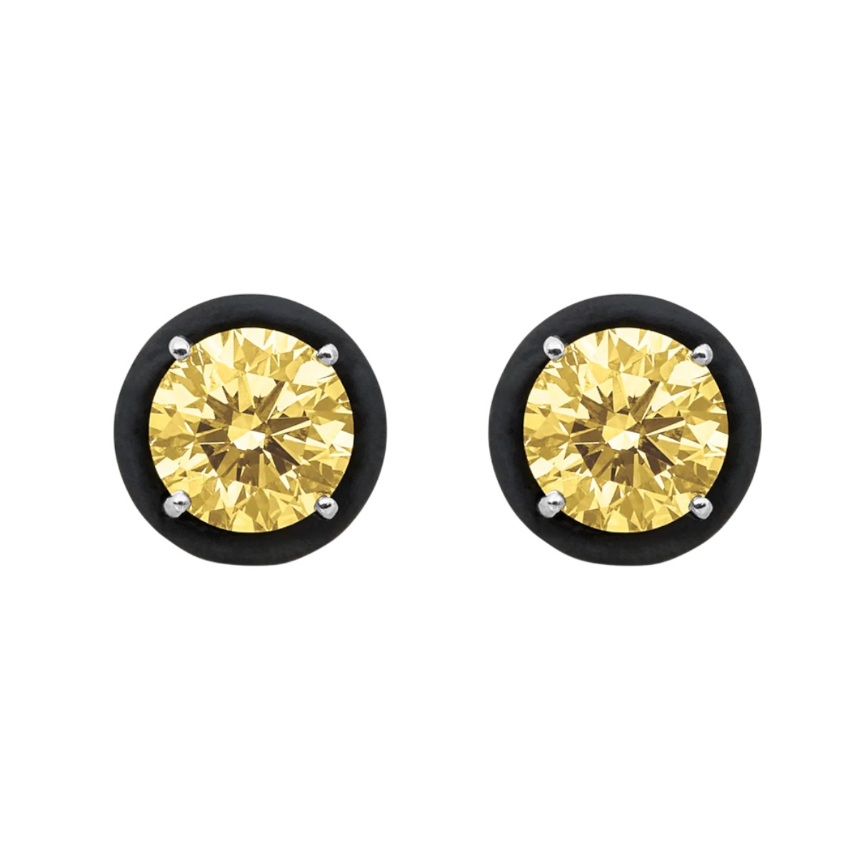 Marco Dal Maso Eclipse Black Luna Lab-Grown Yellow  Diamond Stud Earrings in Black Titanium