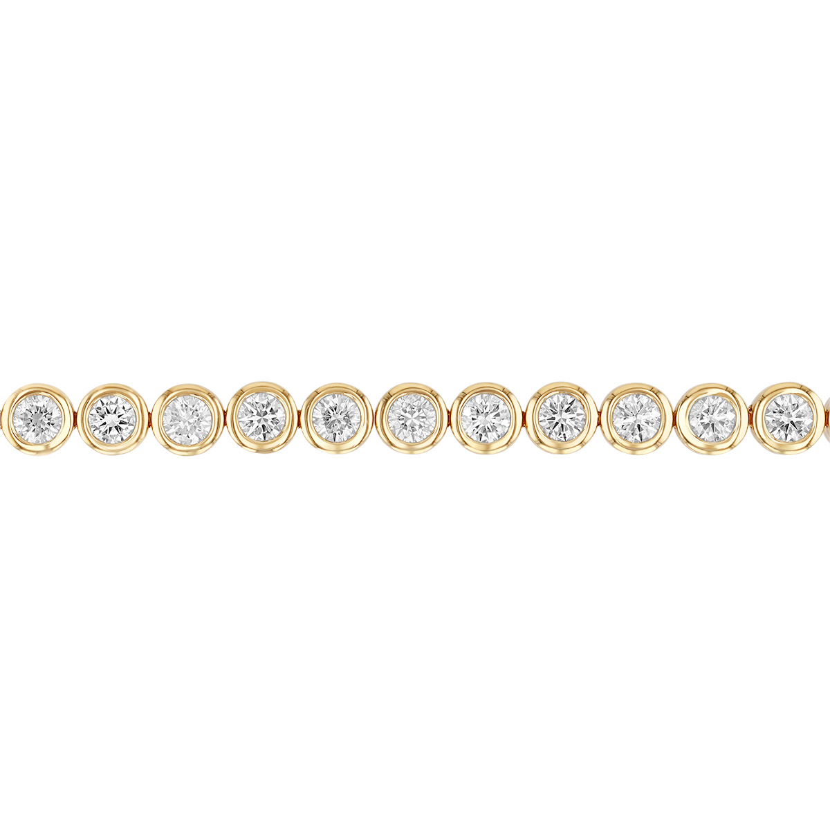 Bezel Set Round Diamond Tennis Bracelet in Yellow Gold, 7
