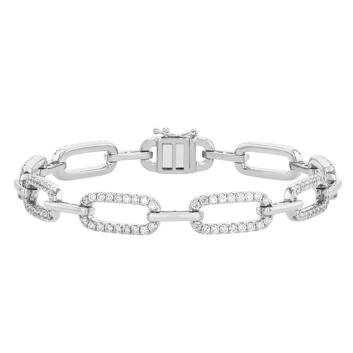 Diamond & White Gold Oval Link Bracelet, 7