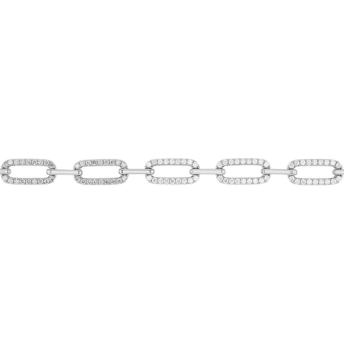 Diamond & White Gold Oval Link Bracelet, 7