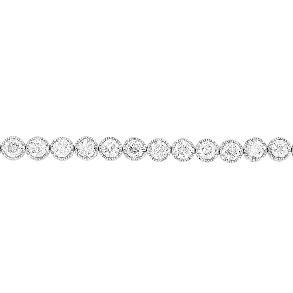 Bezel Set Round Diamond Tennis Bracelet in White Gold, 7