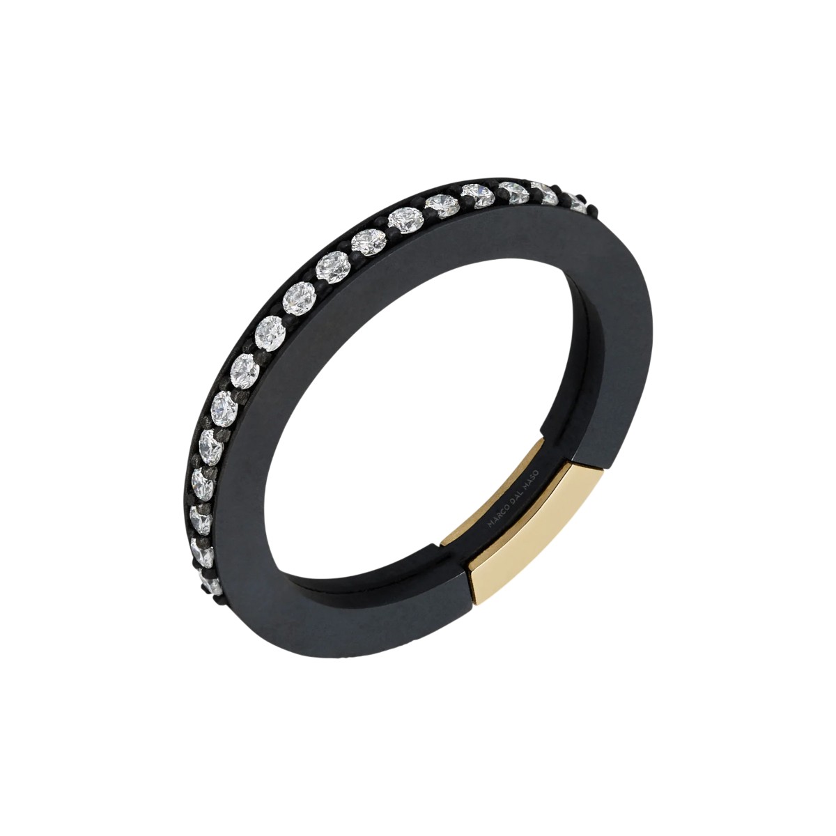 Marco Dal Maso Diamond Ring in Black Titanium & Yellow Gold, Size 9