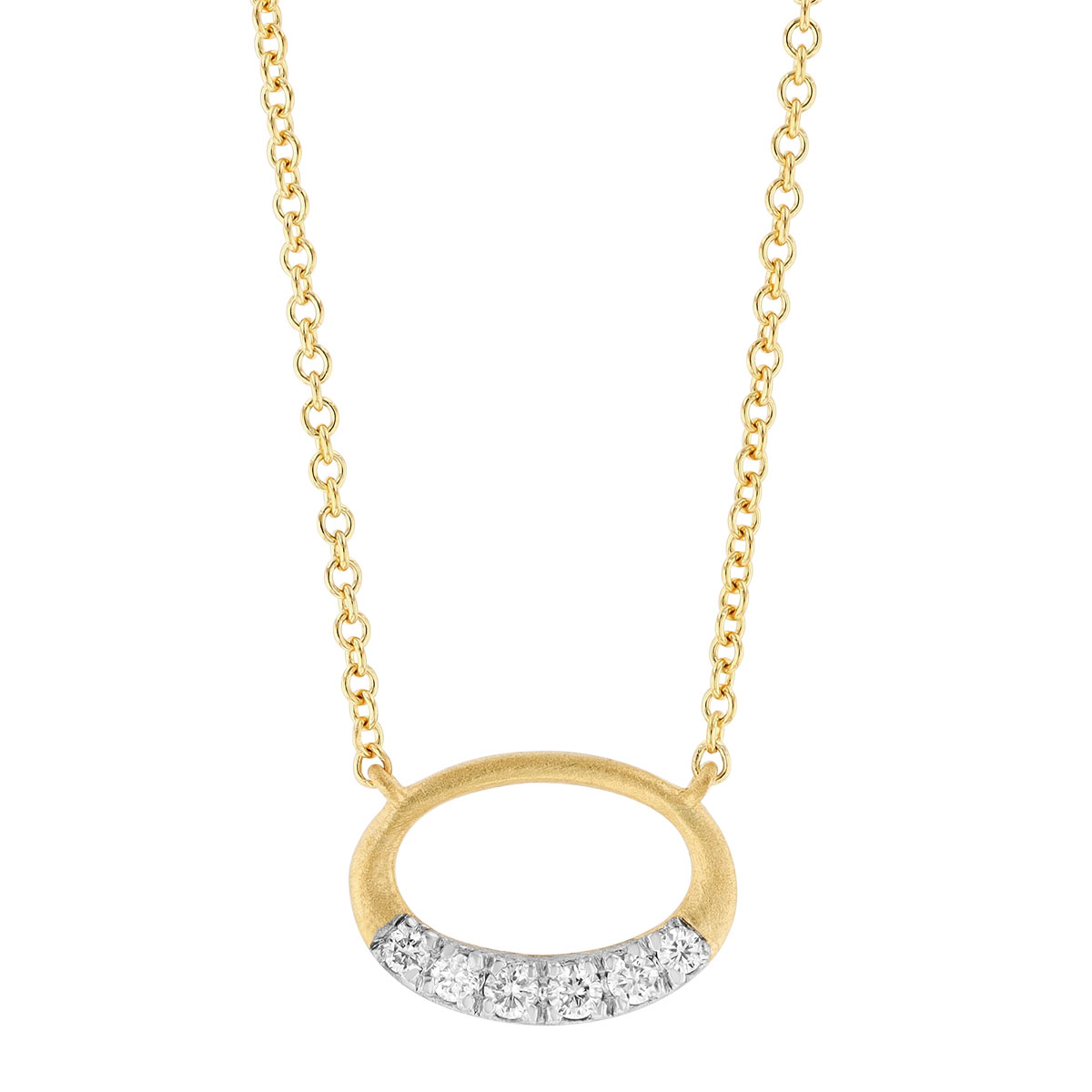 Marika Diamond Open Oval Pendant in Two Tone