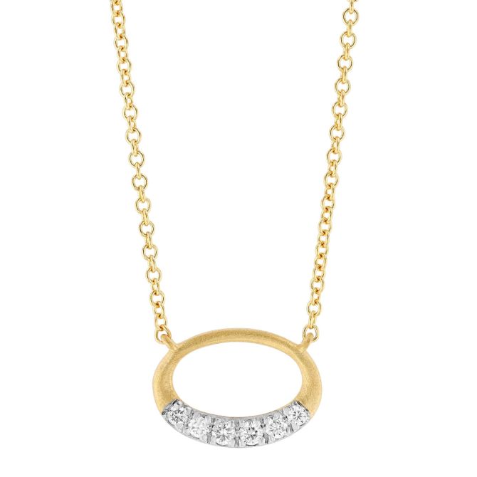 Marika Diamond Open Oval Pendant in Two Tone