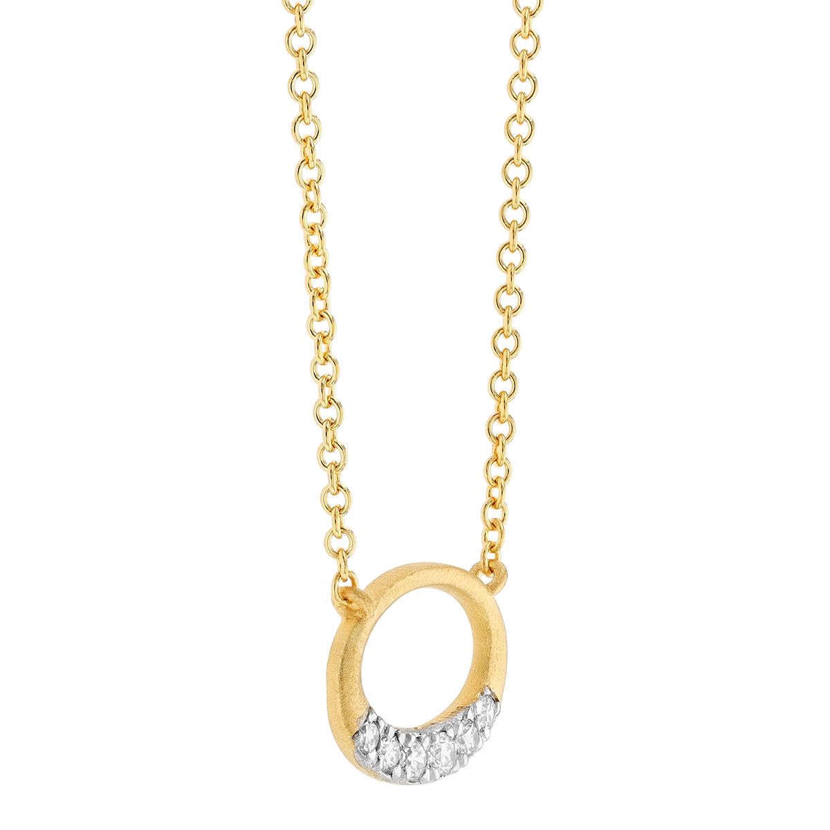 Marika Diamond Open Oval Pendant in Two Tone