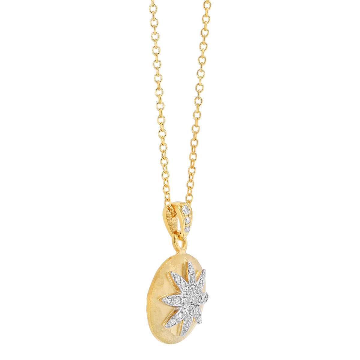 Marika Diamond Starburst Disc Pendant in Yellow Gold