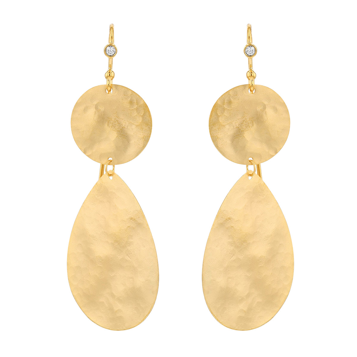 Marika Yellow Gold Round & Teardrop Shape Dangle Earrings with Diamond Accent