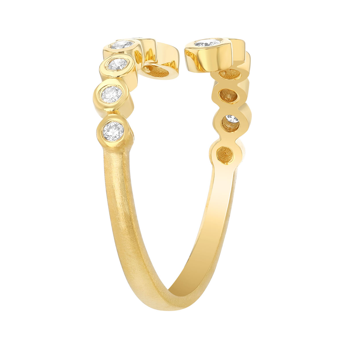 Marika Bezel Set Round Diamond Bypass Ring in Yellow Gold
