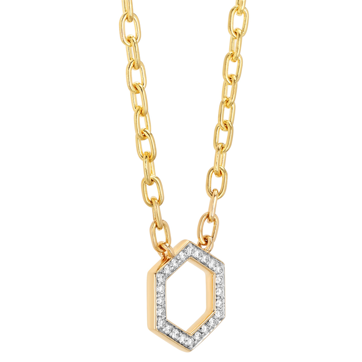 Harwell Godfrey Foundation Diamond Hexagon Pendant in Yellow Gold, 18