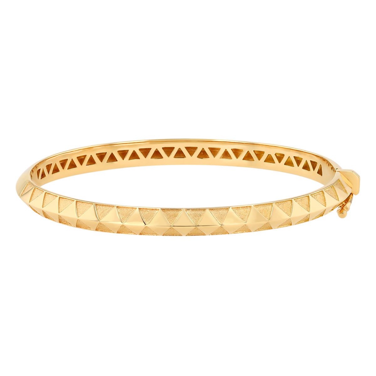 Harwell Godfrey Knife Edge Yellow Gold Textured Bangle Bracelet
