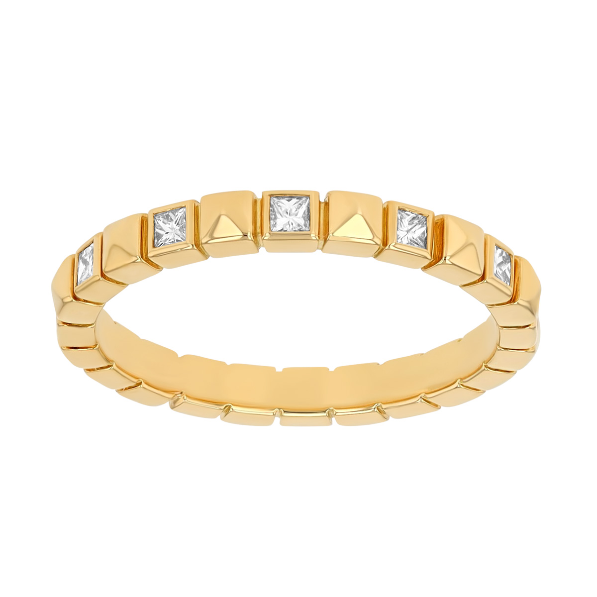 Harwell Godfrey Checkerboard Princess Cut Diamond Square Pattern Ring in Yellow Gold, Size 6.5