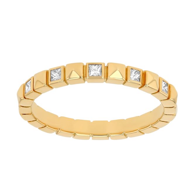 Harwell Godfrey Checkerboard Princess Cut Diamond Square Pattern Ring in Yellow Gold, Size 6.5