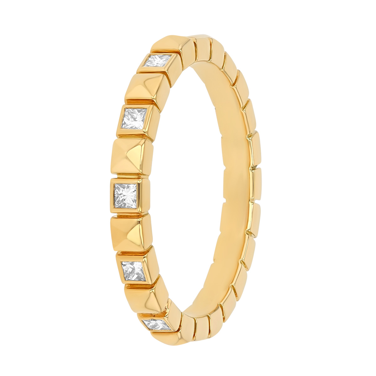 Harwell Godfrey Checkerboard Princess Cut Diamond Square Pattern Ring in Yellow Gold, Size 6.5