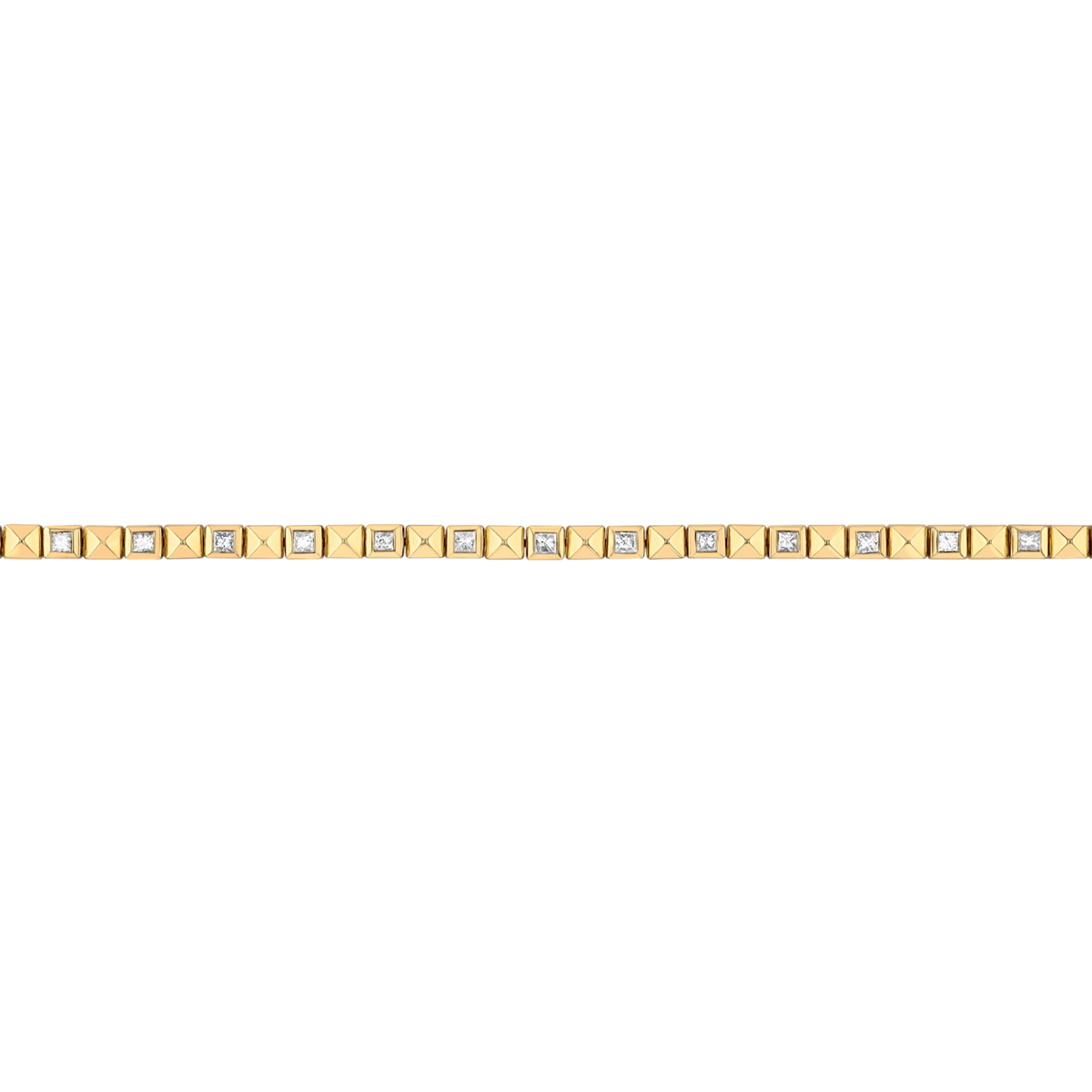 Harwell Godfrey Checkerboard Princess Cut Diamond Square Pattern Bracelet in Yellow Gold