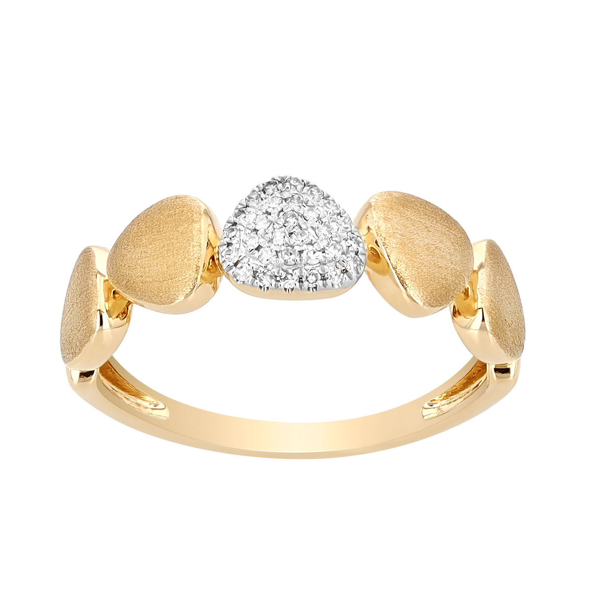 Diamond Pavé & Yellow Gold Geometric Pattern Ring
