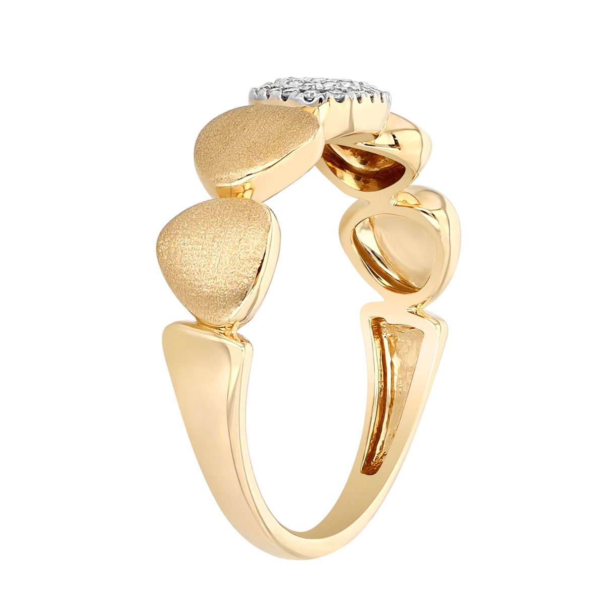 Diamond Pavé & Yellow Gold Geometric Pattern Ring