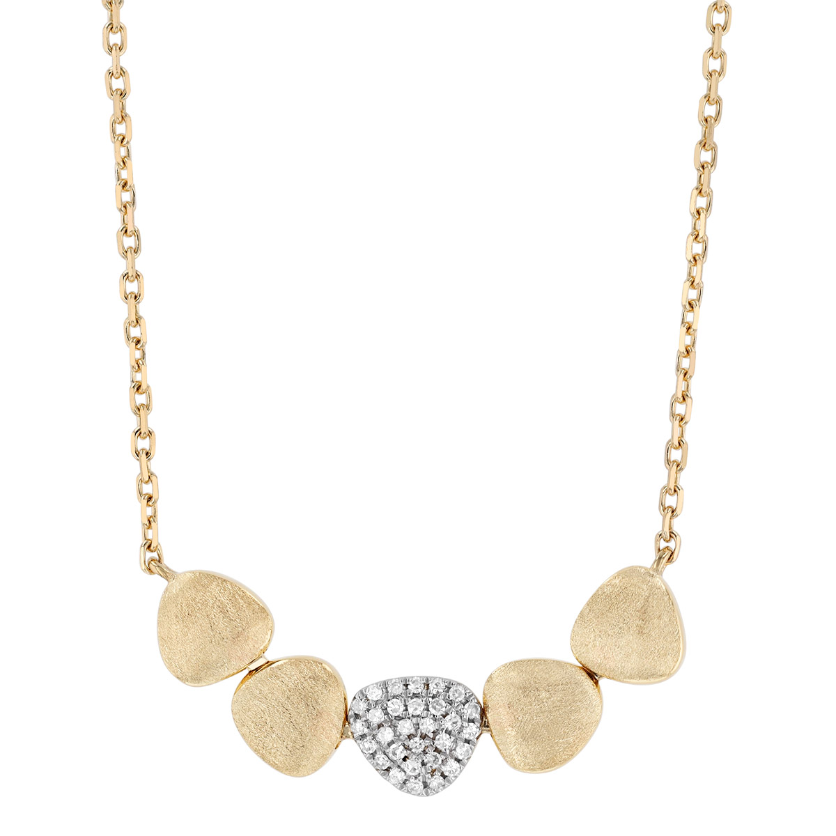Diamond Pavé & Yellow Gold Geometric Pattern Necklace, 18