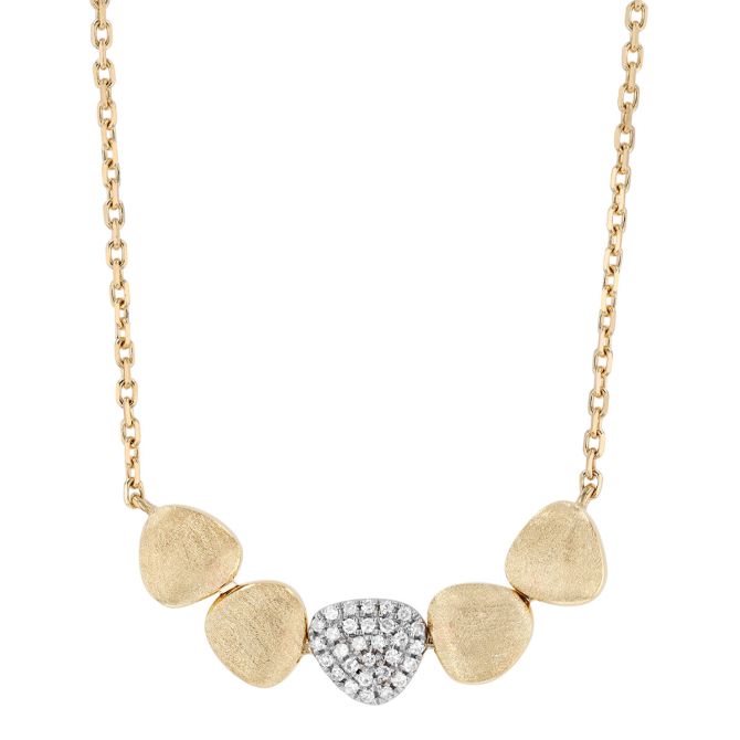 Diamond Pavé & Yellow Gold Geometric Pattern Necklace, 18"