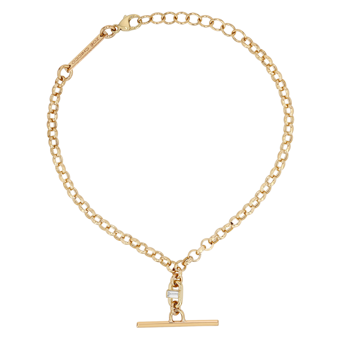 Zoe Chicco Yellow Gold Toggle Bracelet with Baguette Diamond Accent