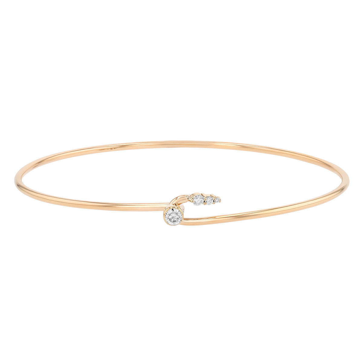 Zoe Chicco Diamond Cluster Dainty Bangle Bracelet in Yellow Gold