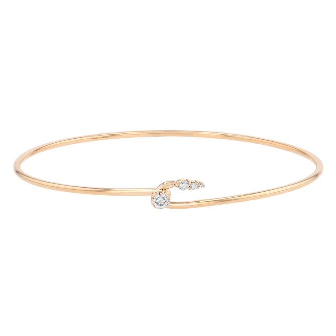 Zoe Chicco Diamond Cluster Dainty Bangle Bracelet in Yellow Gold