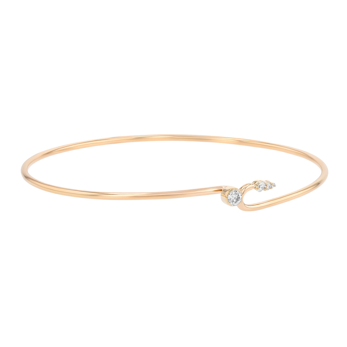 Zoe Chicco Diamond Cluster Dainty Bangle Bracelet in Yellow Gold