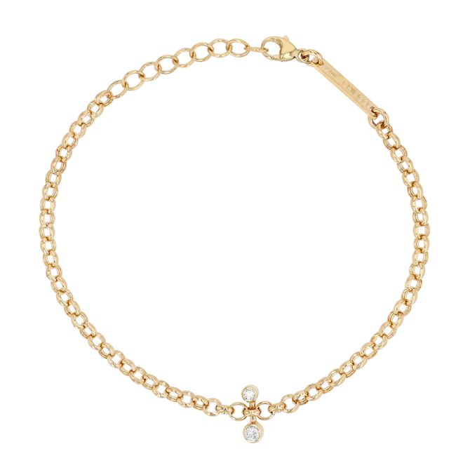 Zoe Chicco Diamond Duo Rolo Chain Bracelet in Yellow Gold