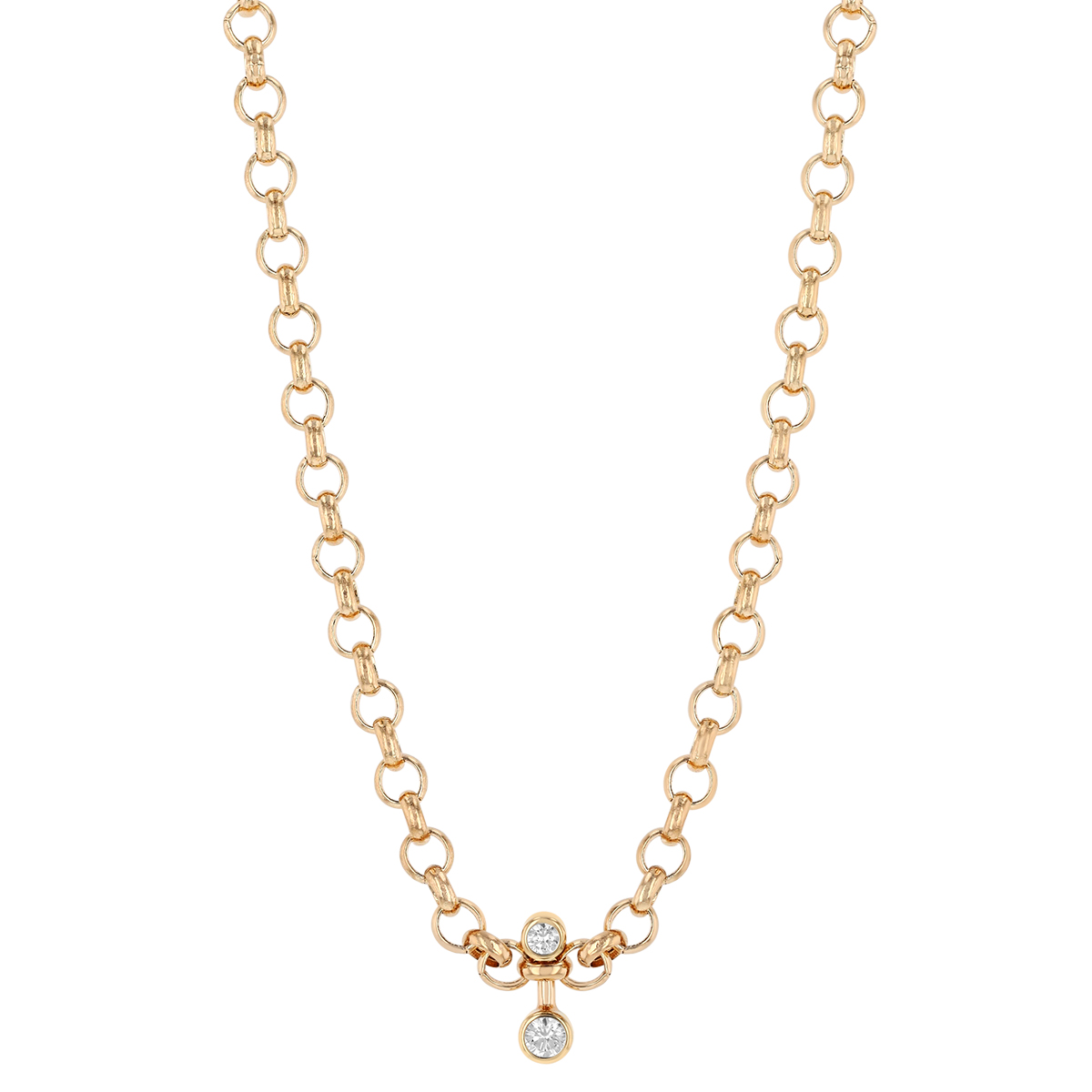 Zoe Chicco Diamond Duo Rolo Chain Necklace in Yellow Gold