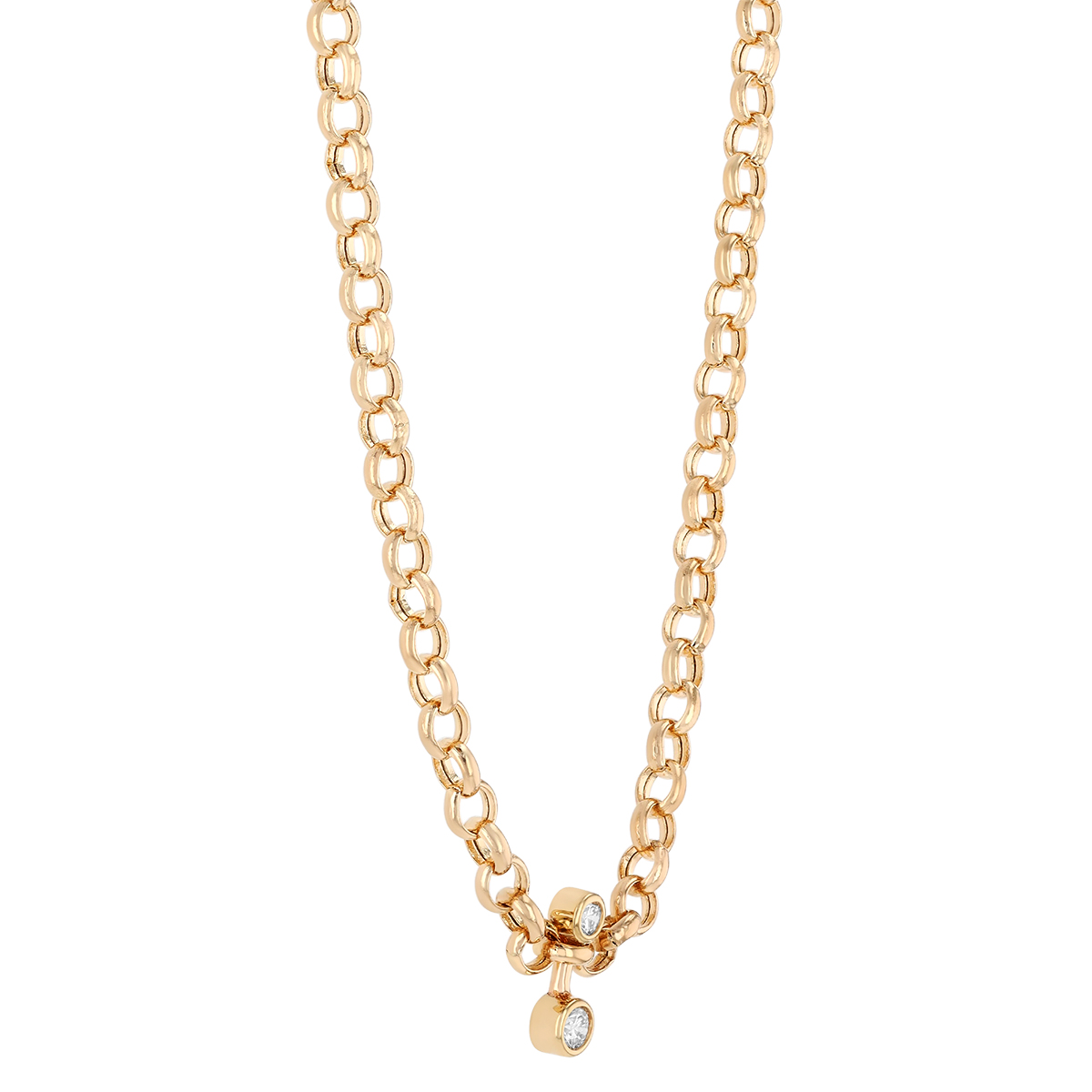 Zoe Chicco Diamond Duo Rolo Chain Necklace in Yellow Gold