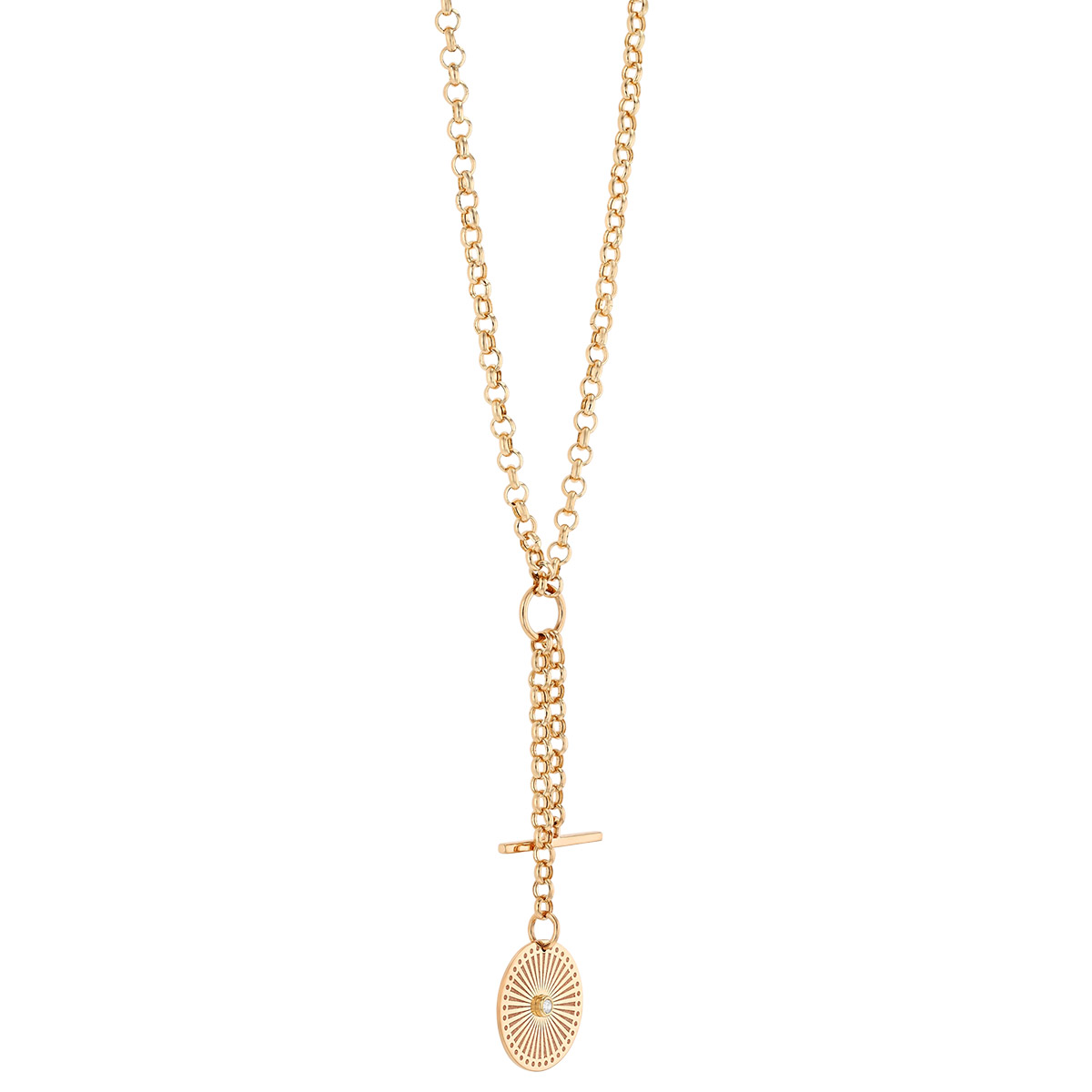 Zoe Chicco Yellow Gold Toggle & Medallion Double Pendant Lariat Necklace with Diamond Accent